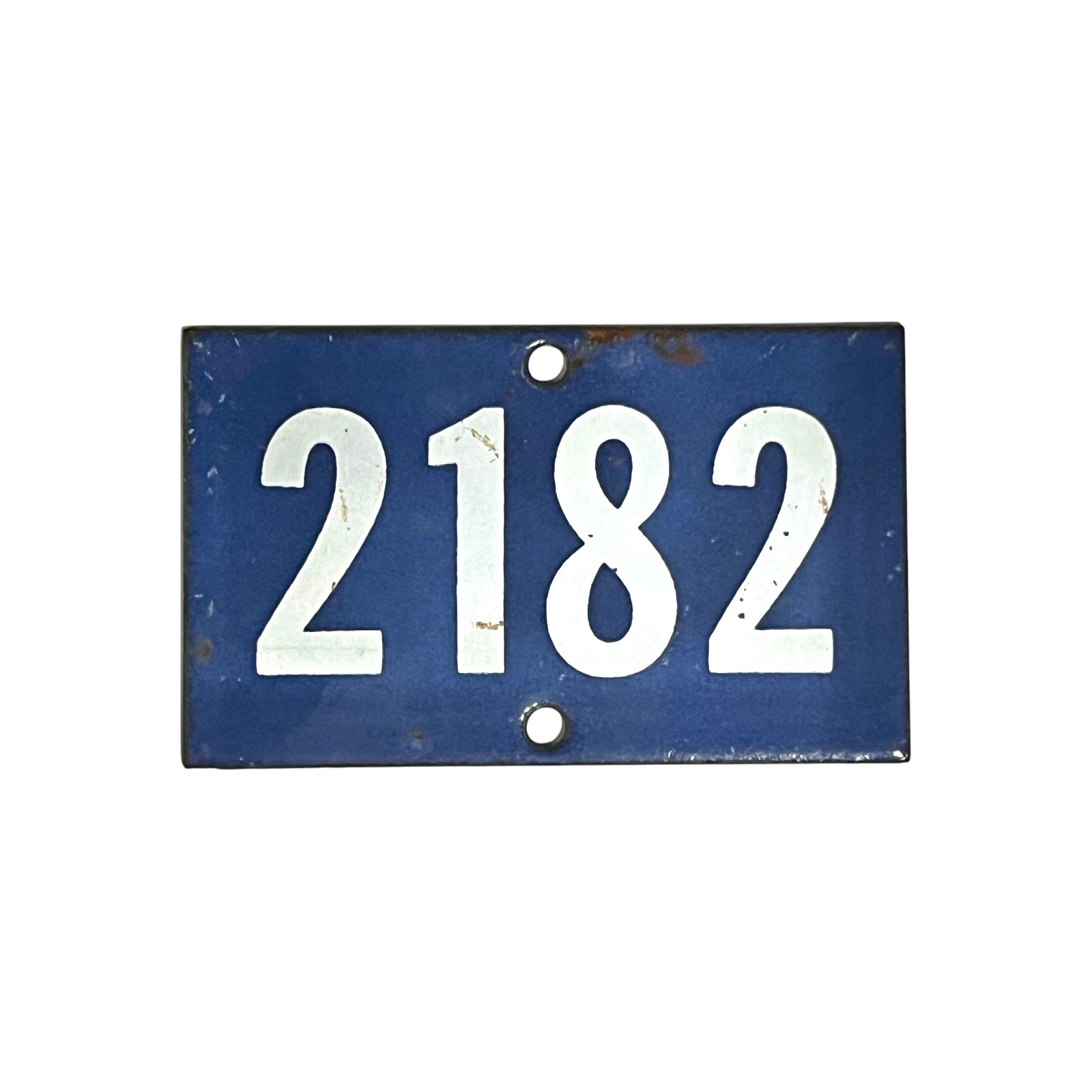 French enamel blue and white door number 2182