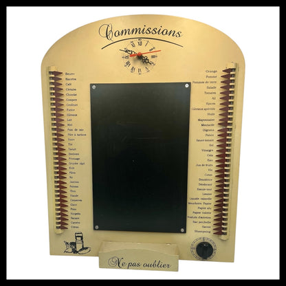 French Shopping List Reminder Board, Kitchen Timer & Clock, Wall Hanging for sale from All Things French Store
