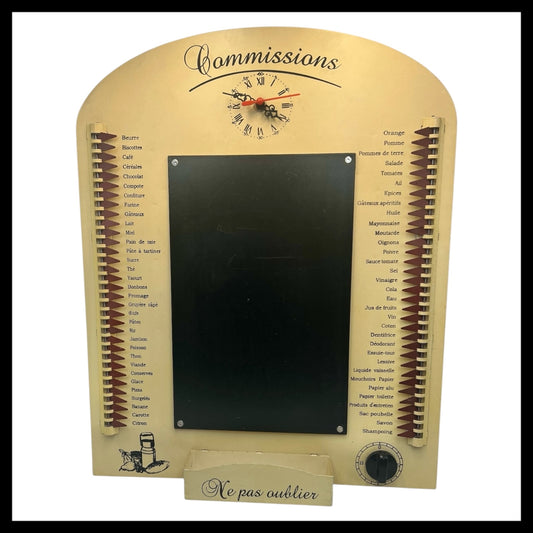 French Shopping List Reminder Board, Kitchen Timer & Clock, Wall Hanging for sale from All Things French Store