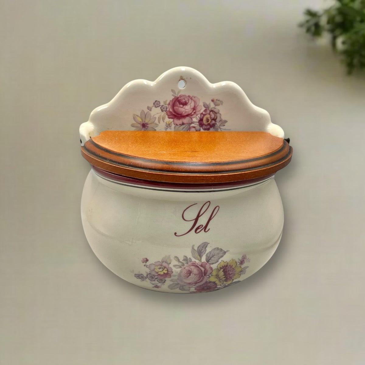 French Salt Cellar, Traditional Ceramic Sel Pot, Salt Pig with Wooden Lid for sale by All Things French Store