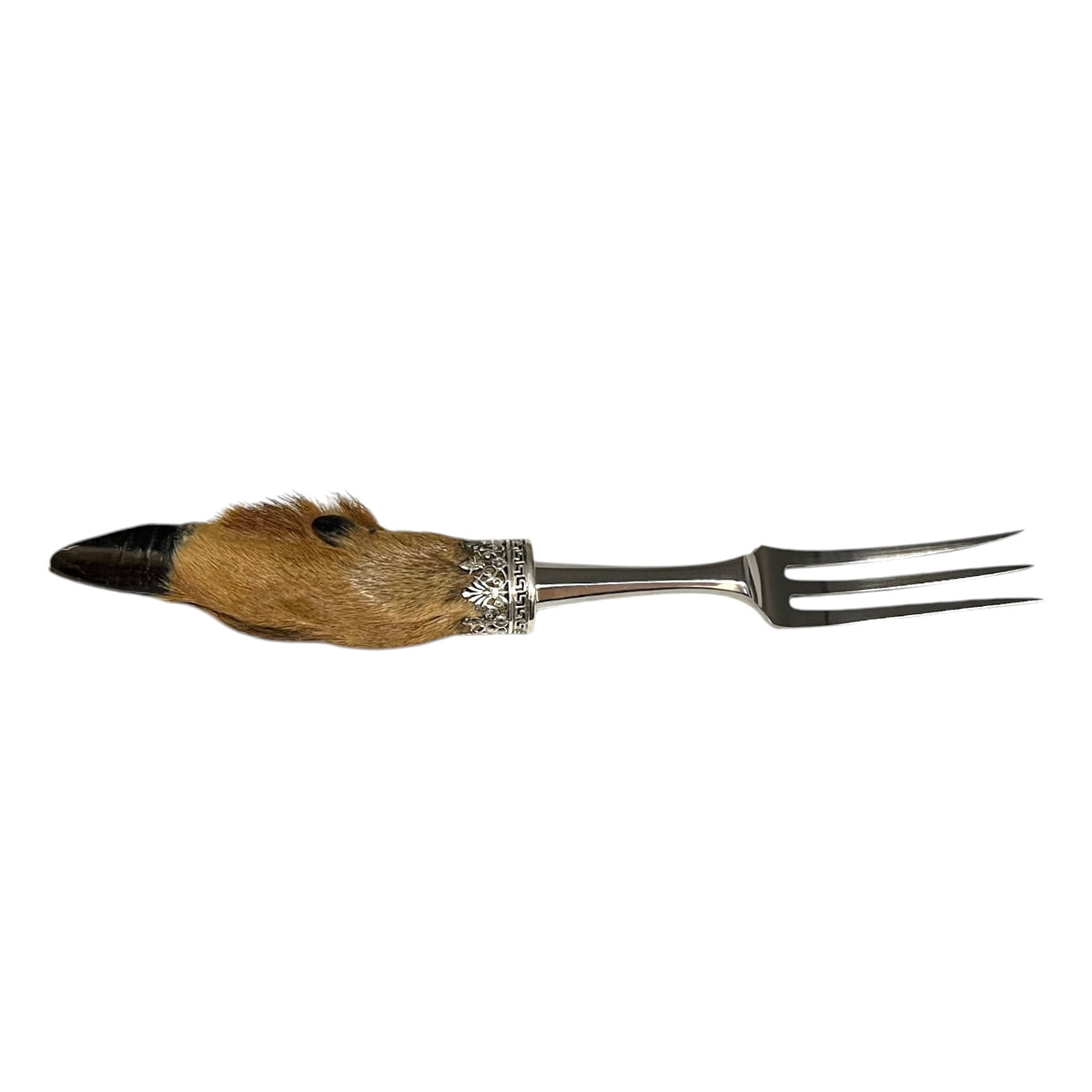 Vintage French Taxidermy Deer Hoof Handle Carving Fork 29cm