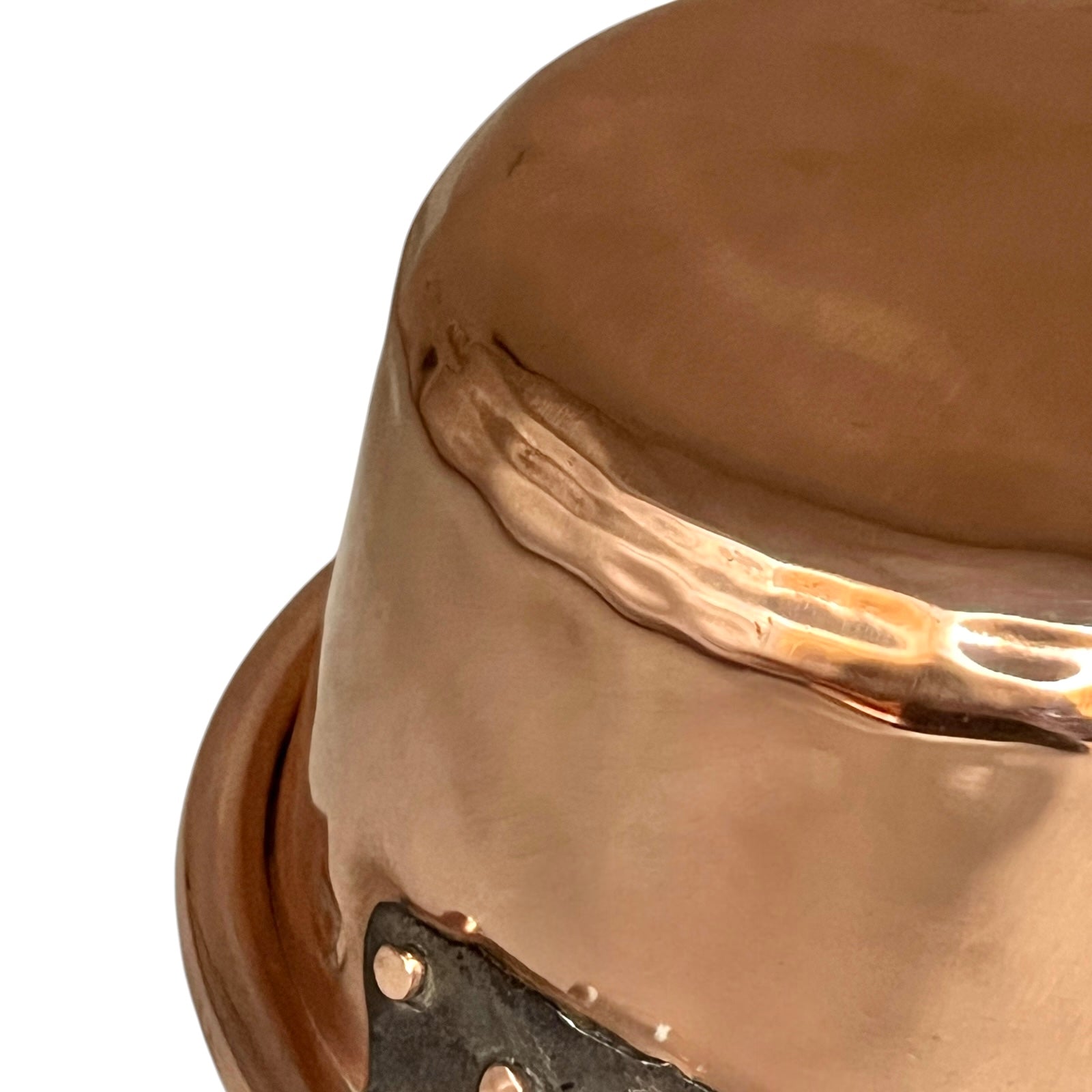French Vintage Copper Hearth Pan Skillet close up detail view