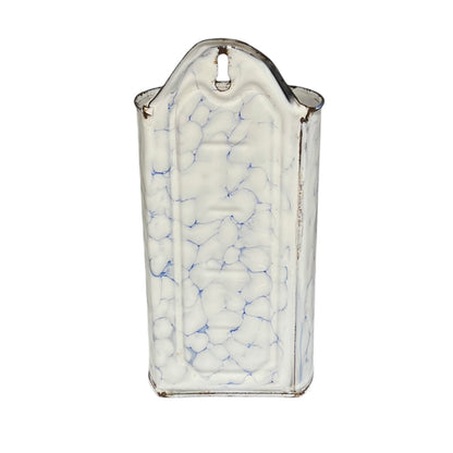 back view of a vintage French enamel irrigator
