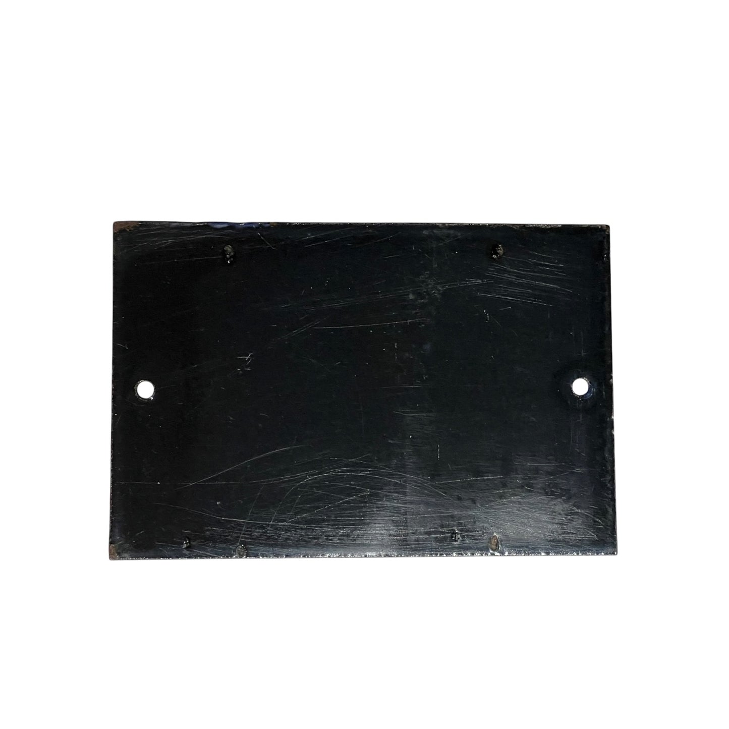 back of a French enamel door number 32 on a white background 