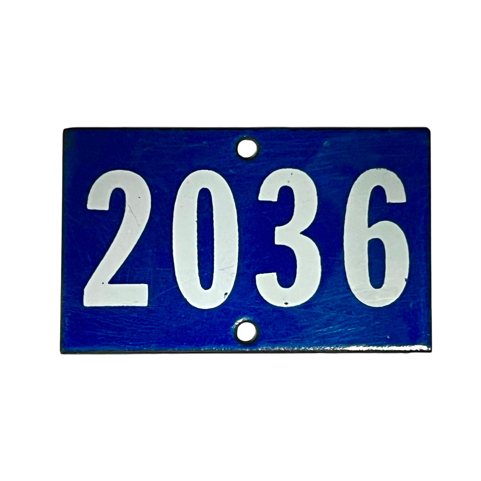 Vintage French Blue Enamel Door Number or Gatepost Number 2036