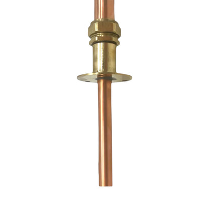 Copper pipe with brass fitting on a white background