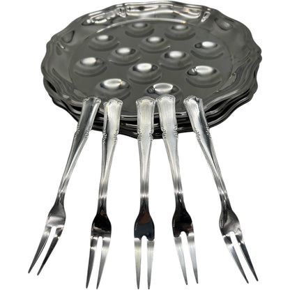 French stainless steel escargots plates with forks for sale