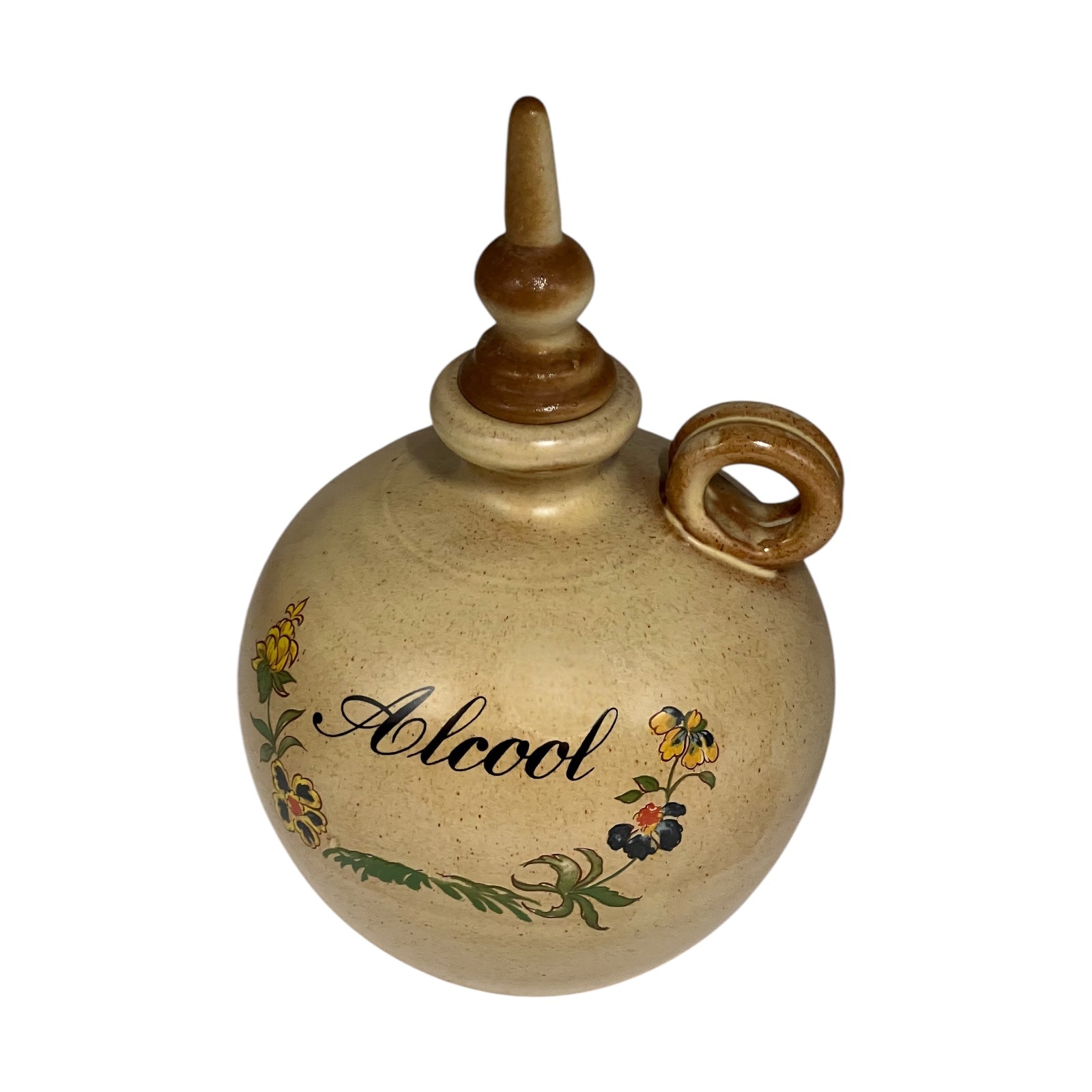 Vintage French Stoneware Drinks Flask, Wine or Spirit Decanter for Home Bar