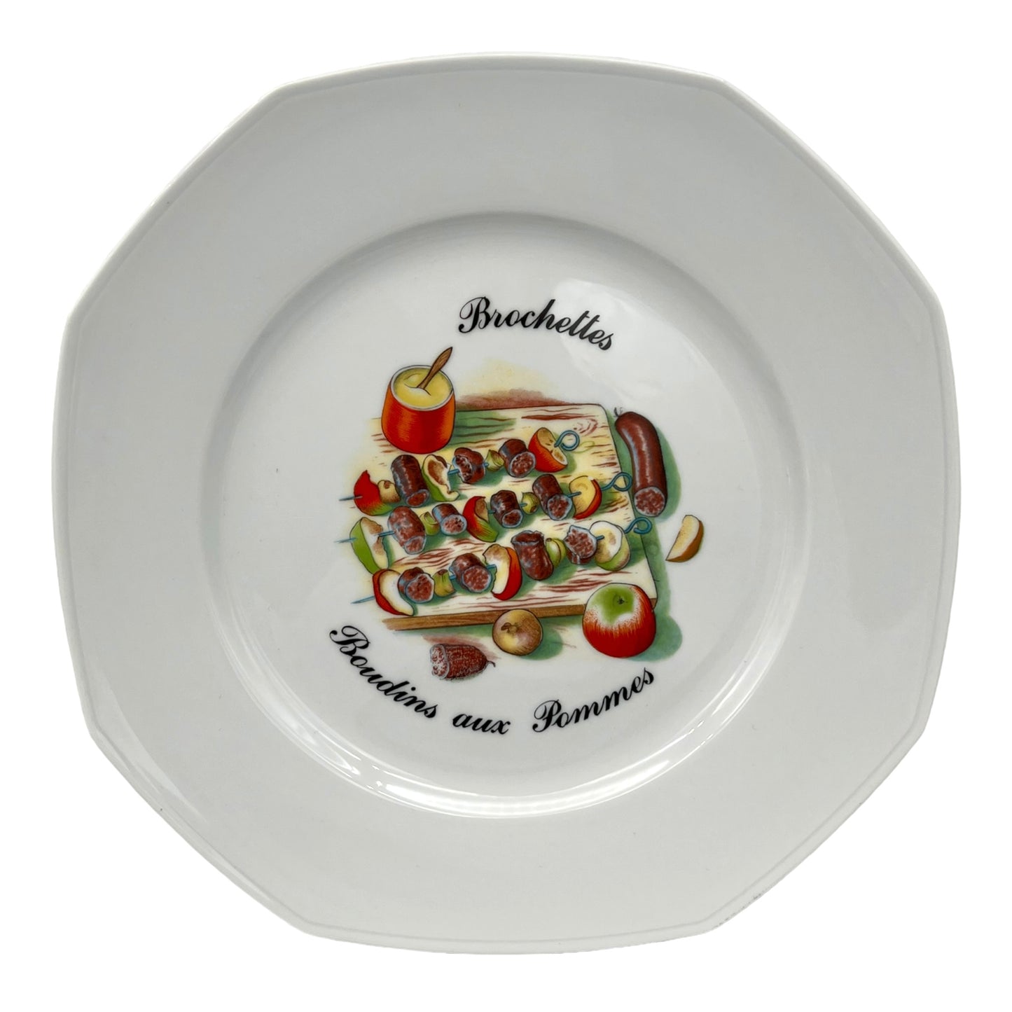 image set of 6 French brochettes recipe plates