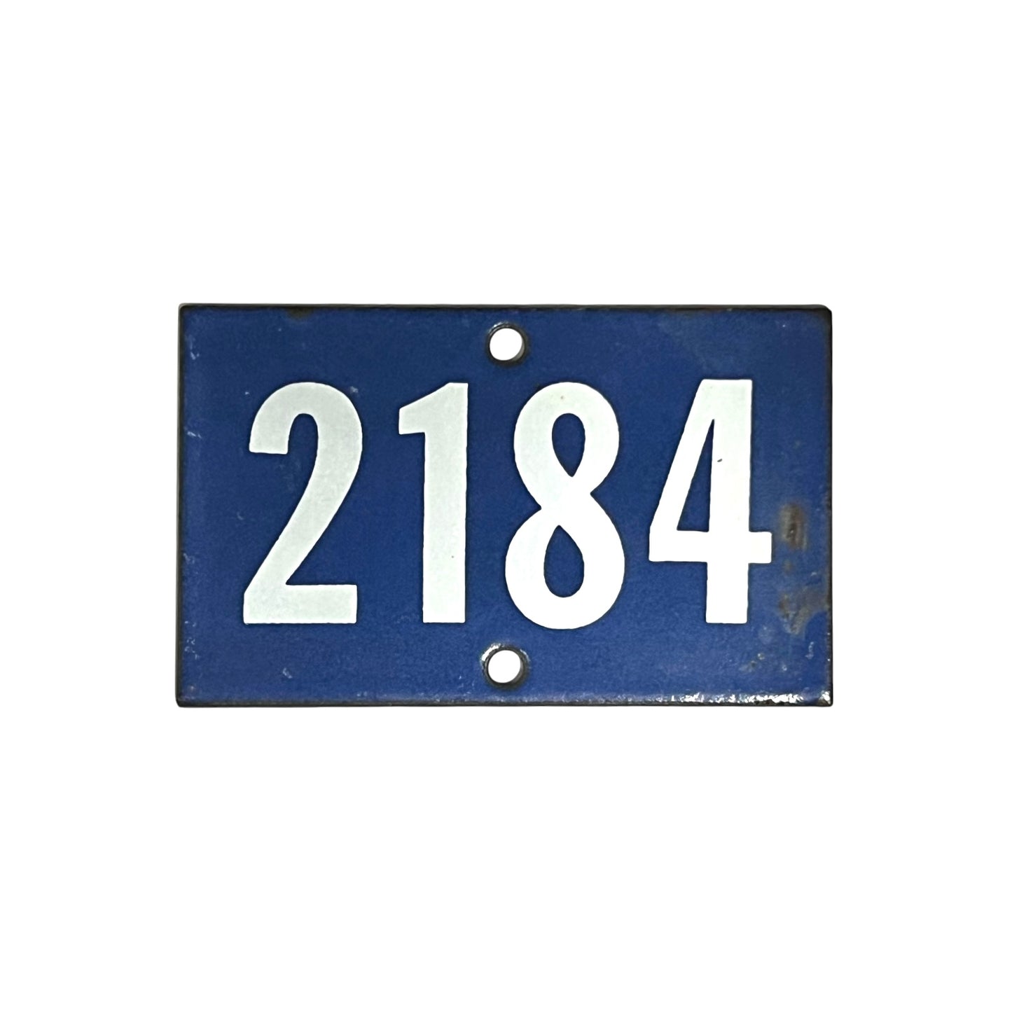 French enamel blue and white door number 2184