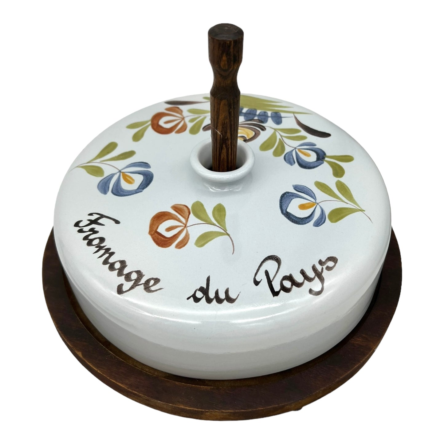 image French vintage cheese dome and butter plate set