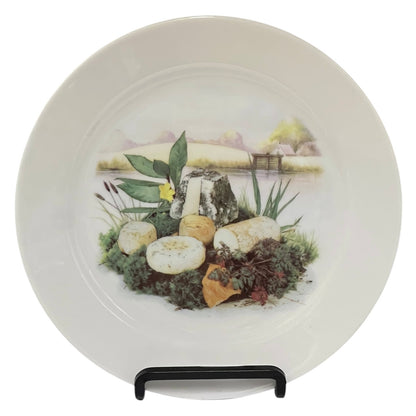 French cheese plate on a stand on a white background 