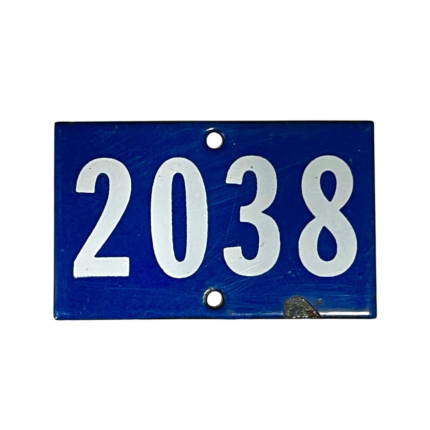 Vintage French Blue Enamel Door Number or Gatepost Number 2038