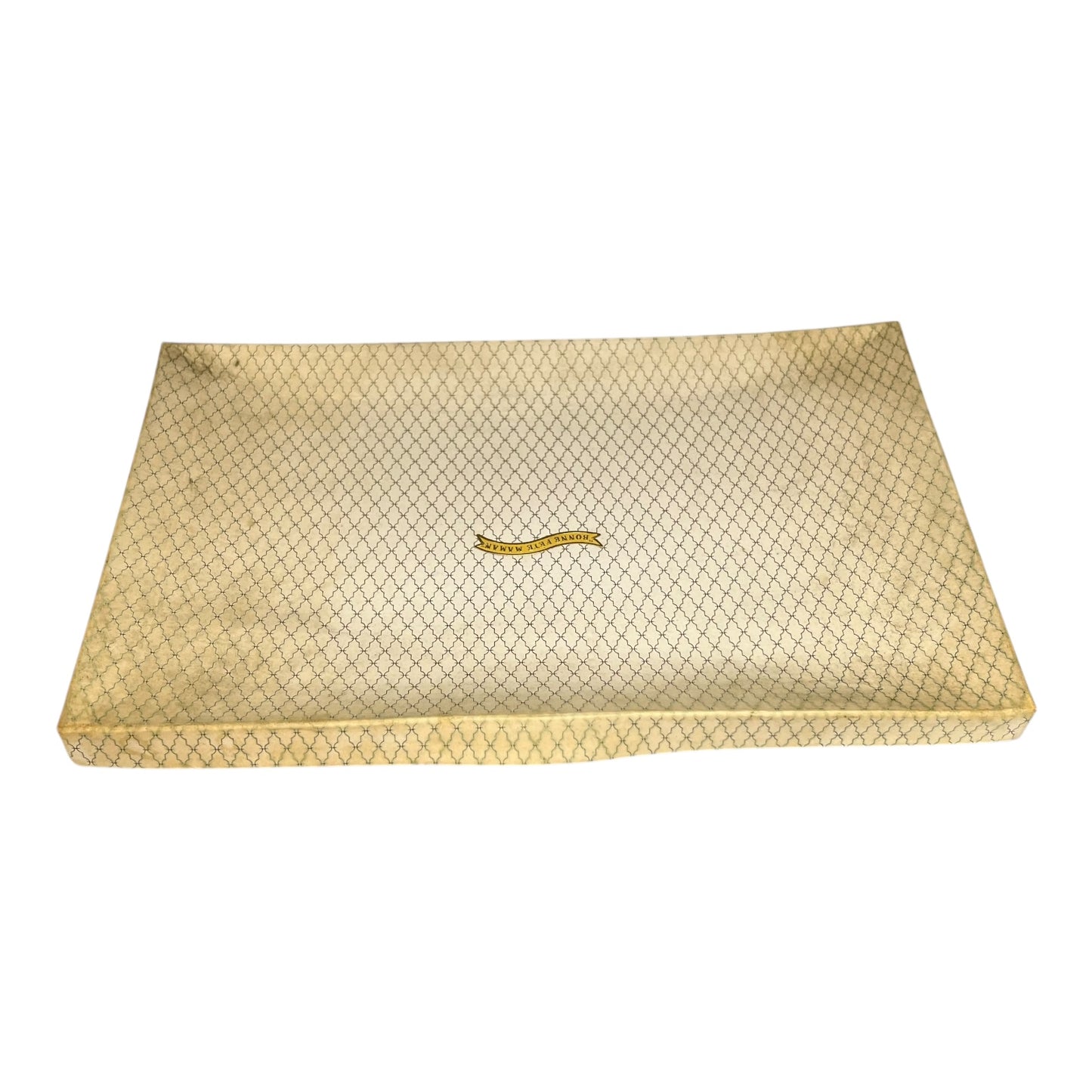 Beige box with a subtle pattern on a white background