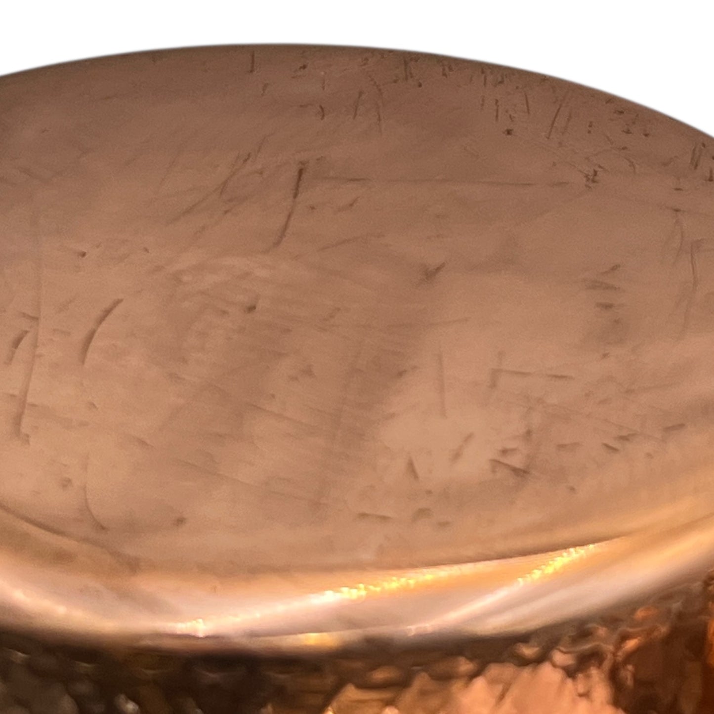 close up of copper pan base