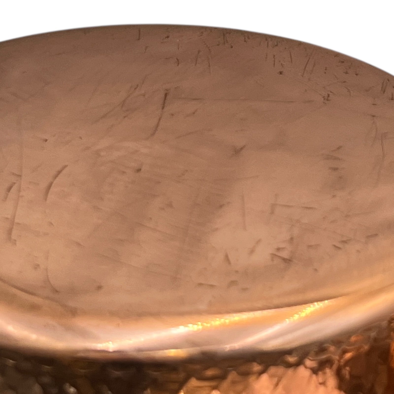 close up of copper pan base