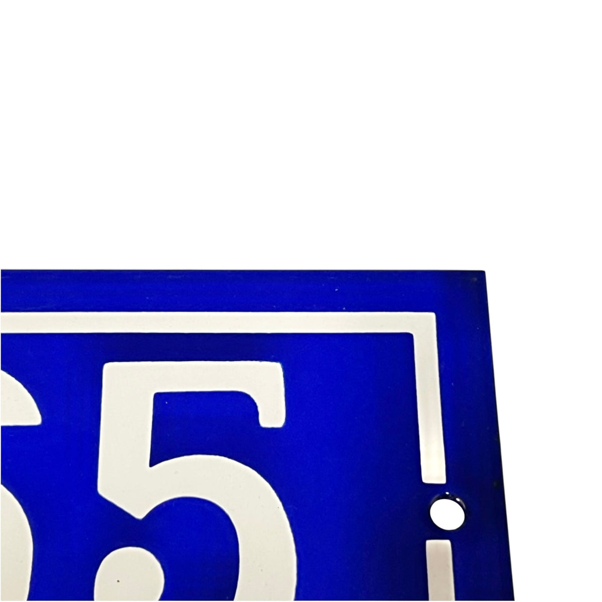 Vintage French Enamel Blue and White Door Number 65