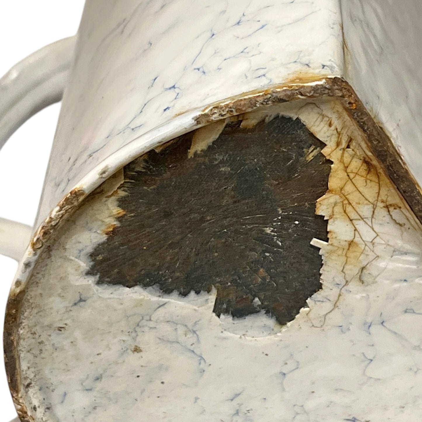 Vintage French Enamel Irrigator Jug, Wall Hanging Planter, Rustic Kitchen or Garden Pot