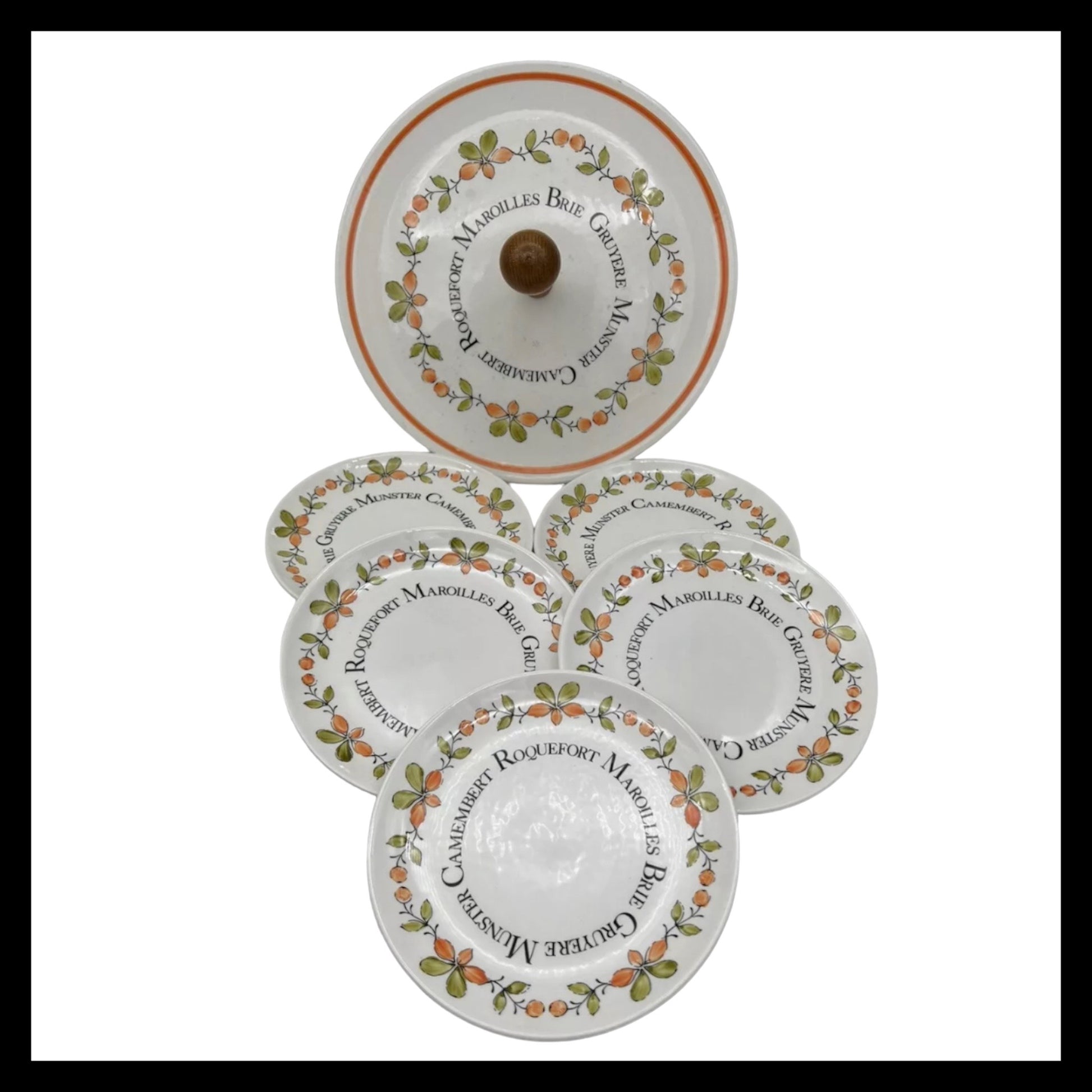 French vintage Gien cheeseboard and plate set for sale by All Things French Store