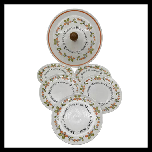 French vintage Gien cheeseboard and plate set for sale by All Things French Store
