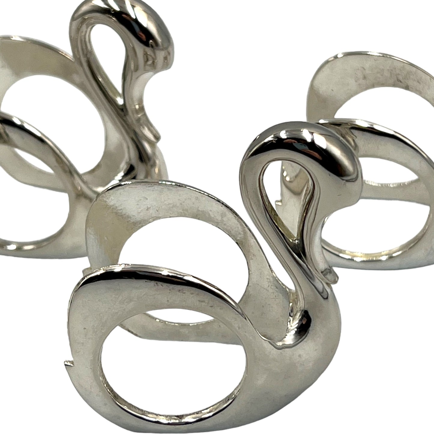 set of French silver plated napkin rings shaped as swans