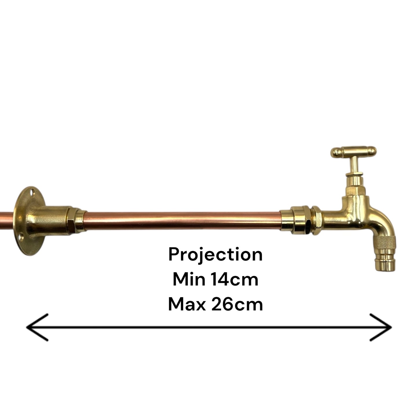 Vintage Style Wall Mounted Tap, Brass and Copper, Custom Size