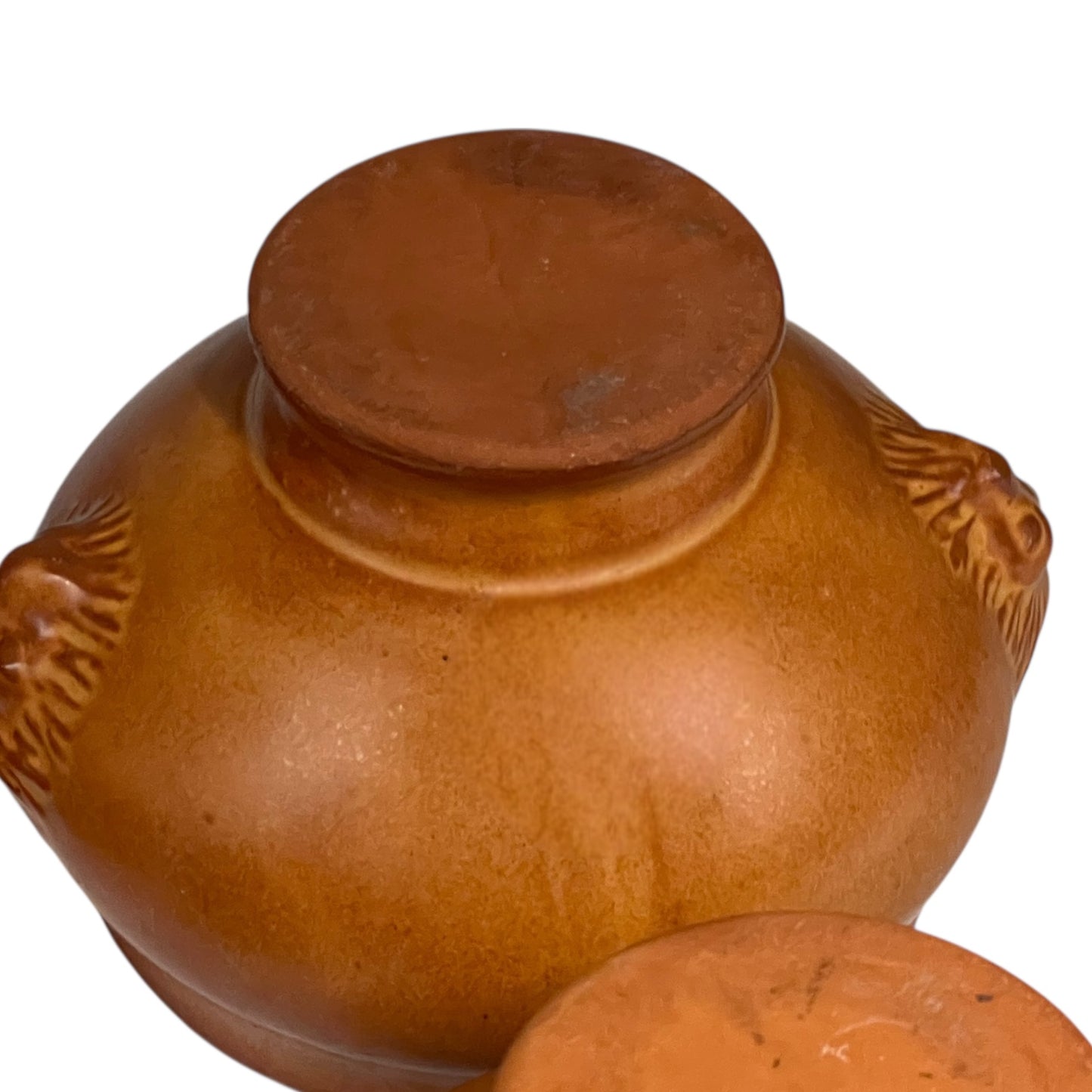 Brown ceramic bowls on a white background
