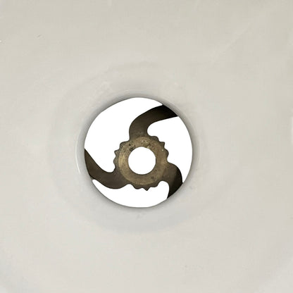 Close up of a white glass lampshade on a white background 