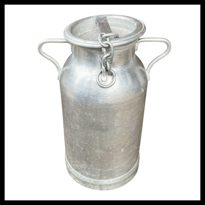 French vintage aluminium milk churn with a lid for sale from All Things French Store