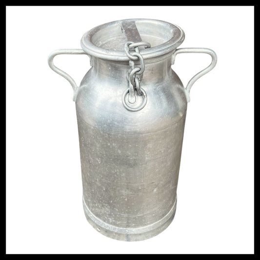 French vintage aluminium milk churn with a lid for sale from All Things French Store
