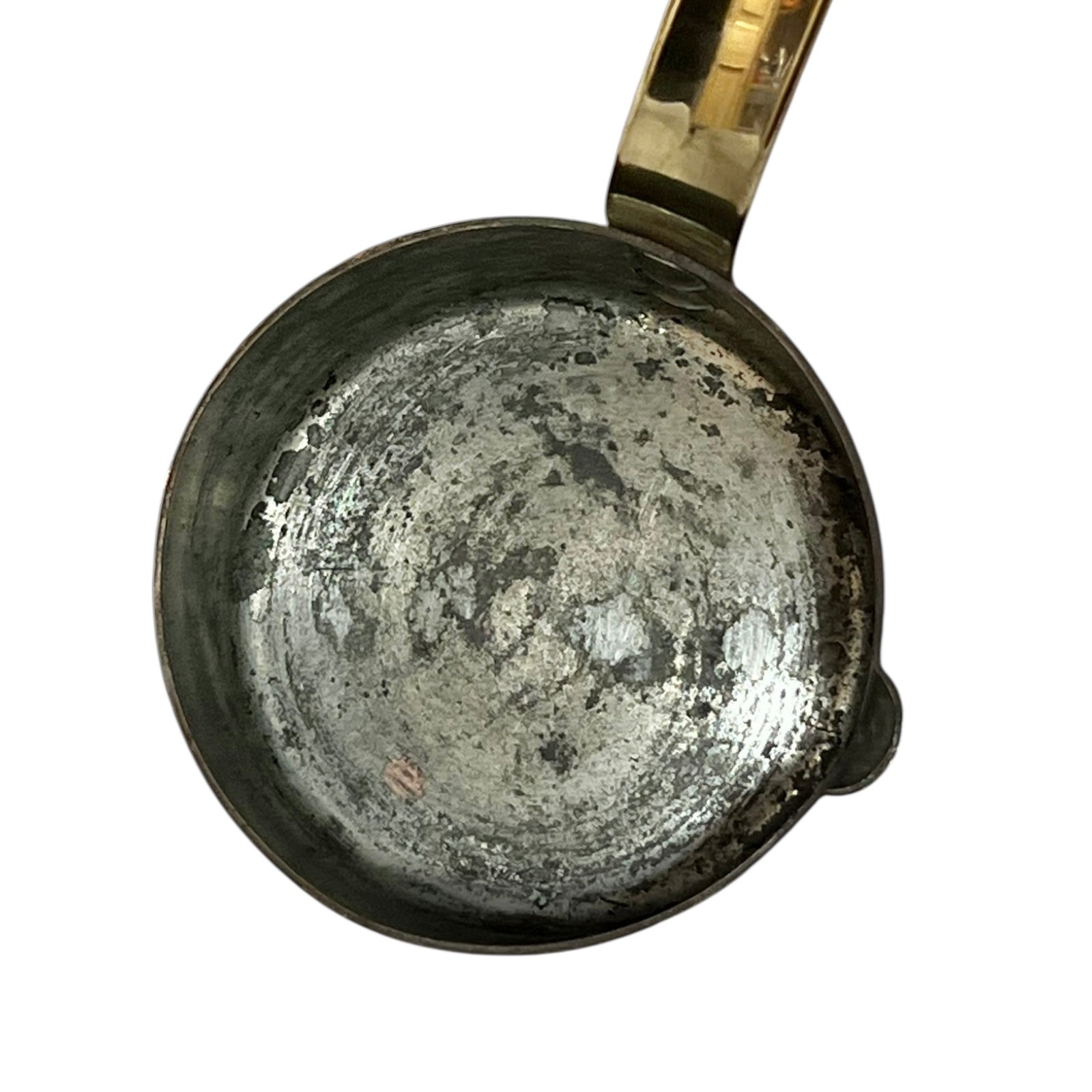 French copper ladle with a brass handle  on a white background