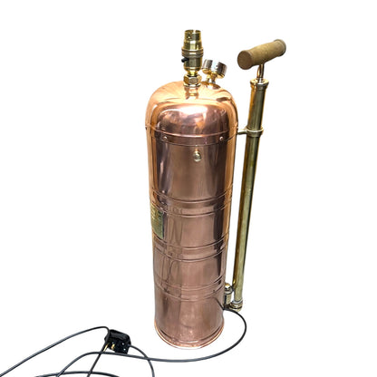 French Vintage Copper Fire Extinguisher Up Cycled Lamp, Steampunk Desk Lamp