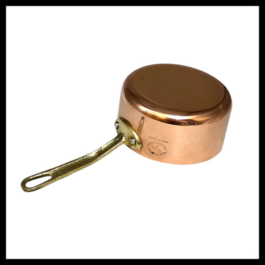 Small French Copper Pan, 10cm Vintage Copper Pot ideal as a side dish pot for sale from All Things French Store