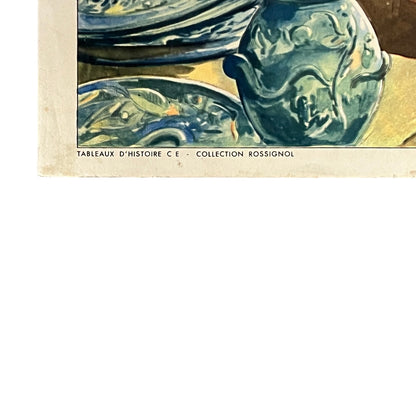 Close up of a French school history poster on a white background