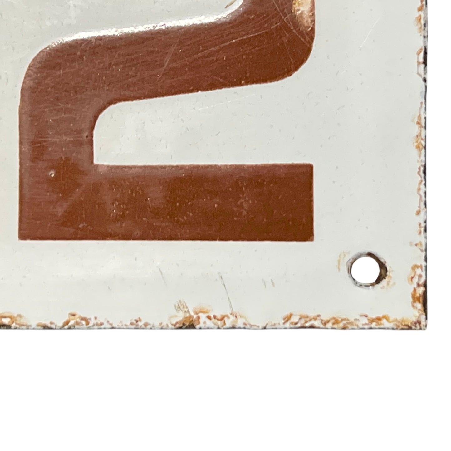 Rust-coloured number' on a white background