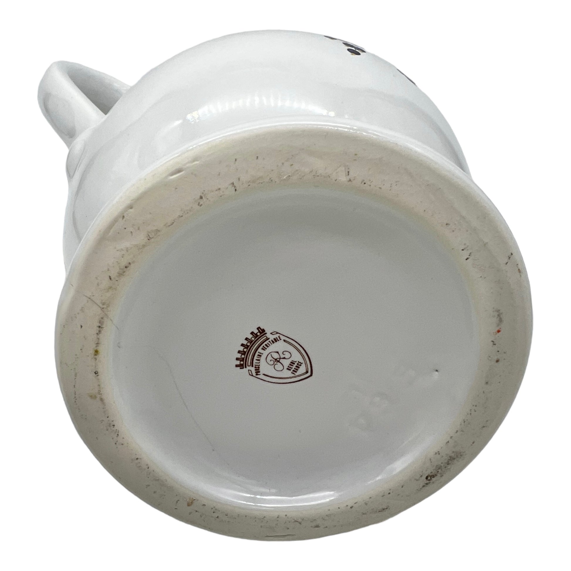 image French Revol porcelain white wine pitcher jug base view 