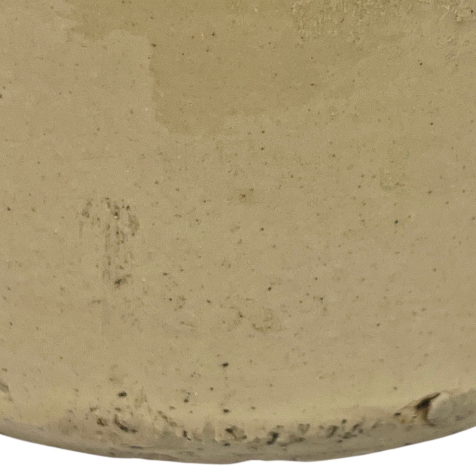 Close up of a beige cylindrical WW1 jar on a white background