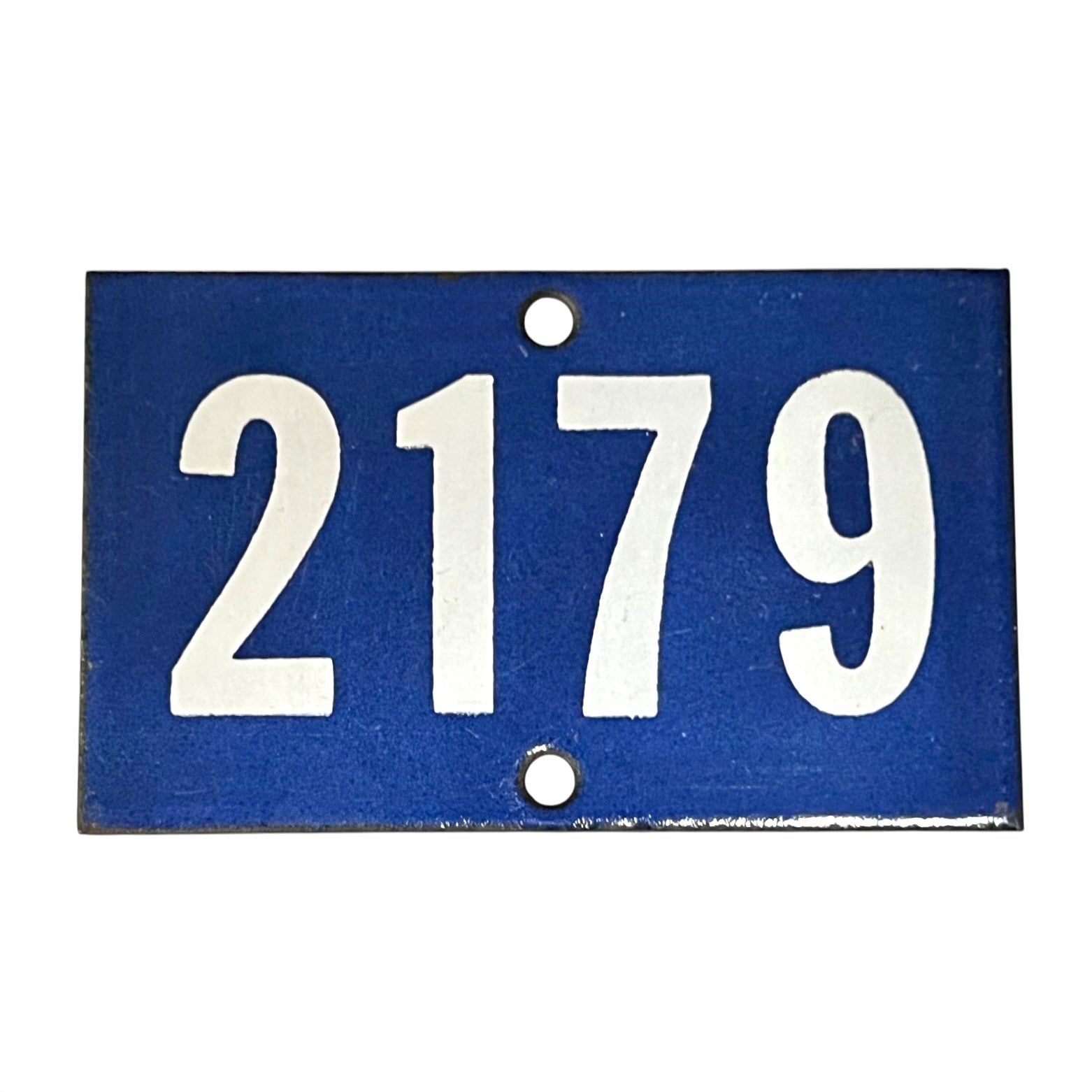 French vintage blue and white enamel door or gate number 2179