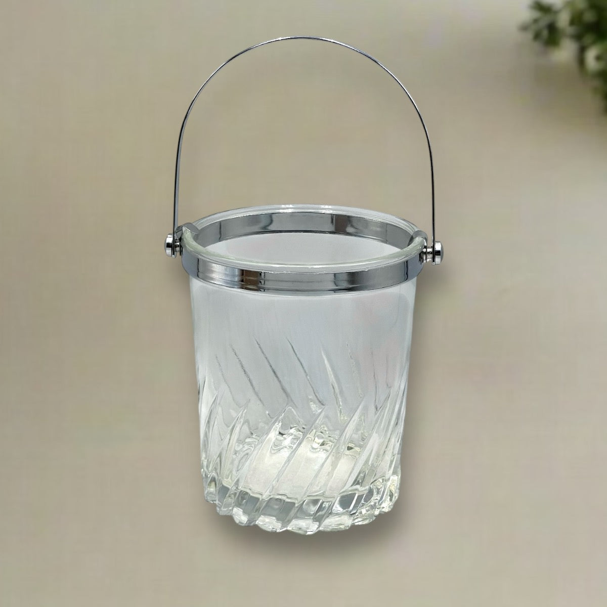 Vintage Cut Glass Ice Bucket, French Ice Cube Bucket, Mid Century Home Bar for sale from All Things French Store