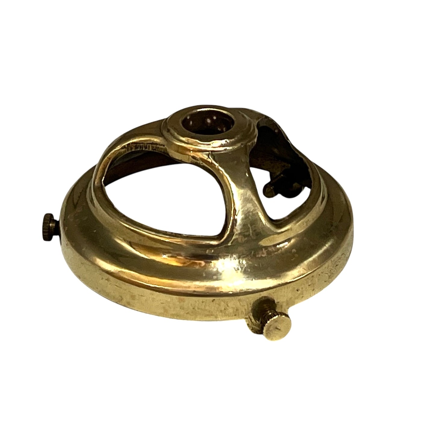 Brass vintage lampshade holder on a white background