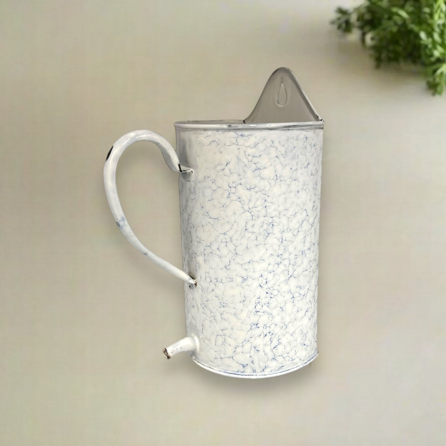 Vintage French Enamel Kitchen Jug, Garden Planter, Shabby Chic Irrigator