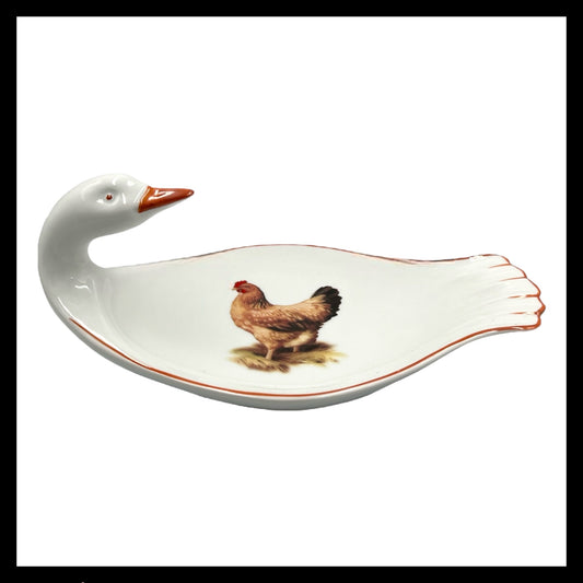 French vintage porcelain fois gras goose head serving platter for sale by All Things French Store
