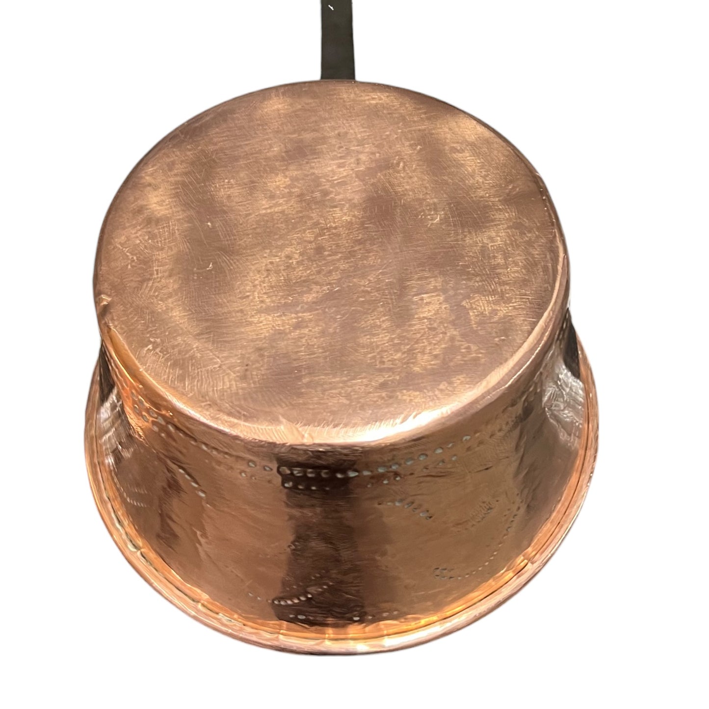 Pair of French Copper Pans with Long Handles – Tin Lined, Rustic Farmhouse Kitchen Decor