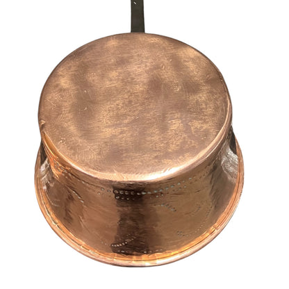 Pair of French Copper Pans with Long Handles – Tin Lined, Rustic Farmhouse Kitchen Decor