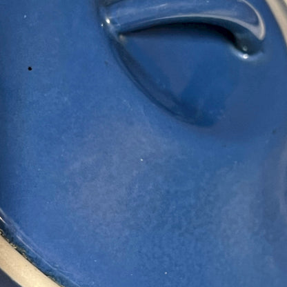 blue lid of Le Creuset cocotte