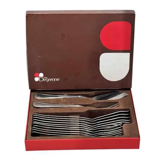 Vintage Guy Degrenne Fish Cutlery Set 6pc Stainless Steel in Original Box France