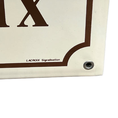 French cream and brown enamel street sign 