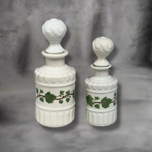 French Vintage Paris Porcelain Bathroom Accessories, Ceramic Lotion Bottles