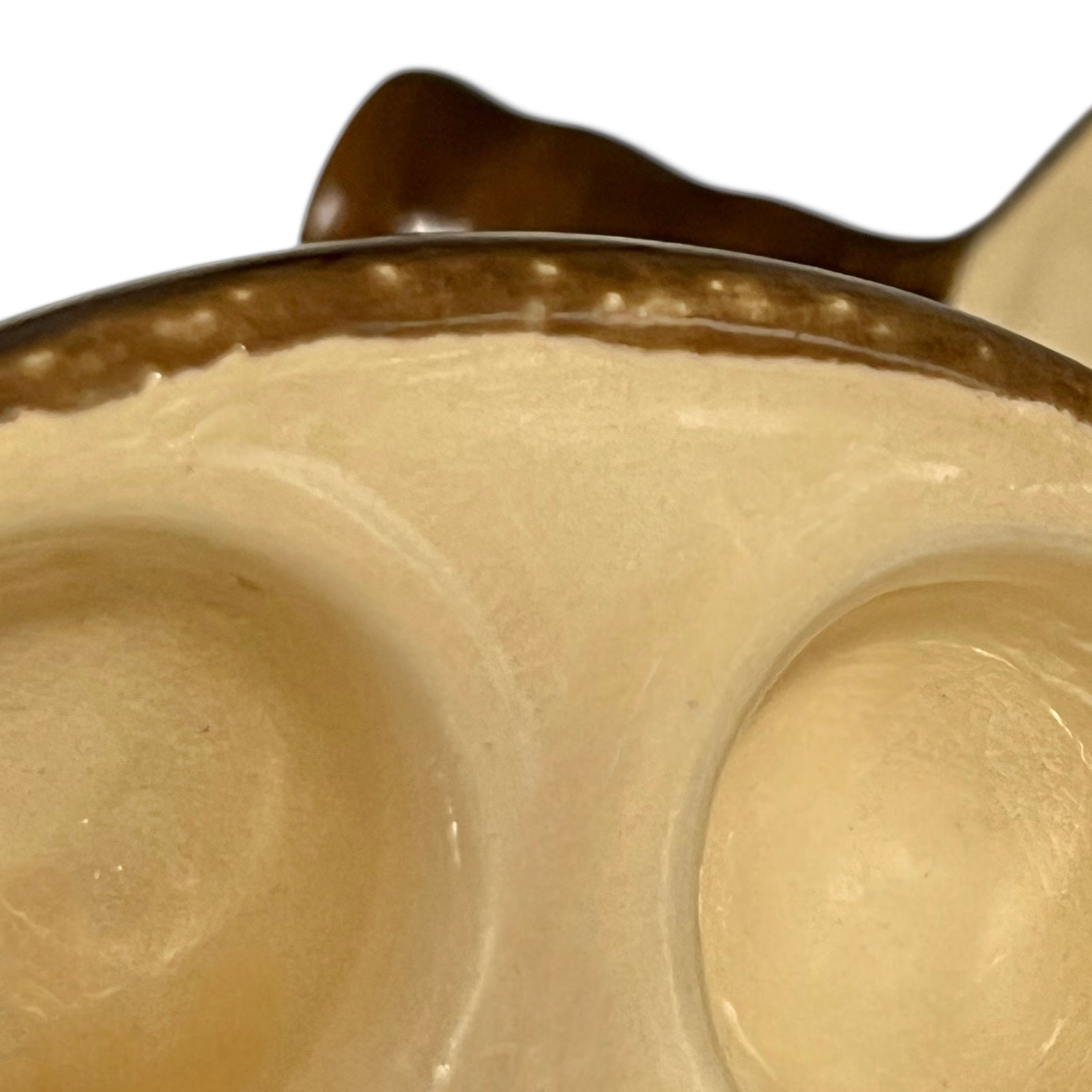 Close up of snail plates with handles on a white background