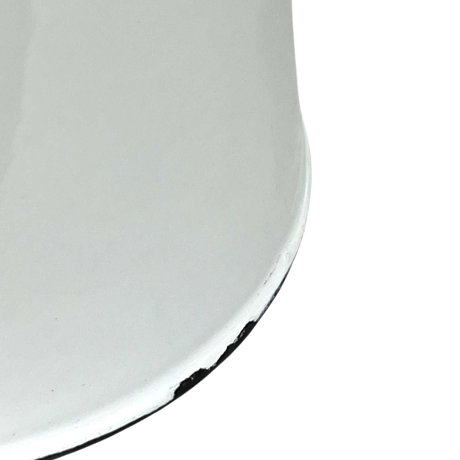 Close up of an enamel coffee pot on a white background